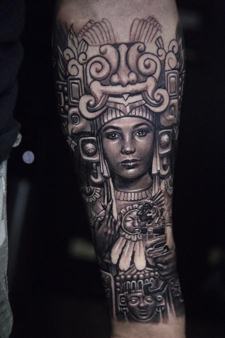 Carlos Ortiz - aztec woman tattoo